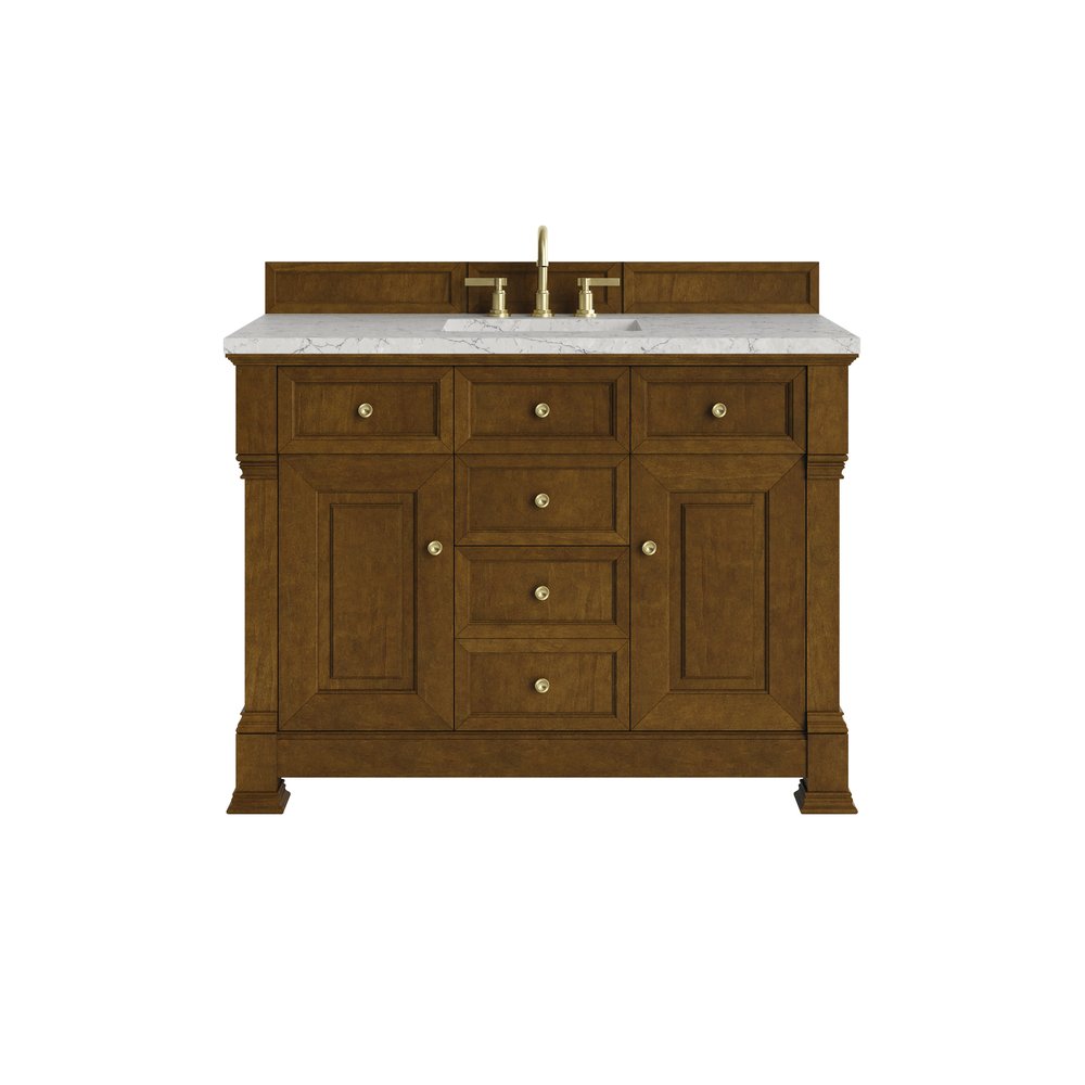 James Martin - Brookfield 48" Single Vanity, Honey Oak w/ 3 CM Eternal Jasmine Pearl Silestone Top - 547-V48-HNO-3EJP view 1