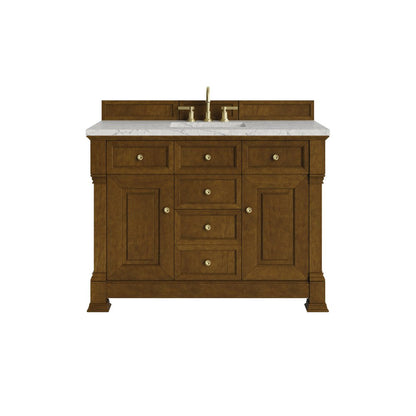 James Martin - Brookfield 48" Single Vanity, Honey Oak w/ 3 CM Eternal Jasmine Pearl Silestone Top - 547-V48-HNO-3EJP view 1