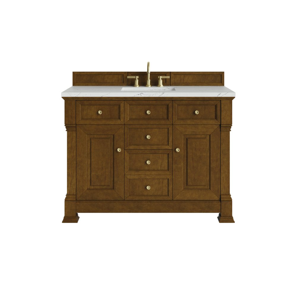 James Martin - Brookfield 48" Single Vanity, Honey Oak w/ 3 CM Ethereal Noctis Silestone Top - 547-V48-HNO-3ENC view 1