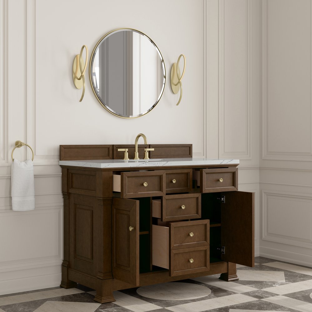 James Martin - Brookfield 48" Single Vanity, Honey Oak w/ 3 CM Ethereal Noctis Silestone Top - 547-V48-HNO-3ENC view 5