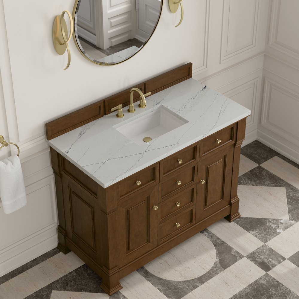 James Martin - Brookfield 48" Single Vanity, Honey Oak w/ 3 CM Ethereal Noctis Silestone Top - 547-V48-HNO-3ENC view 7