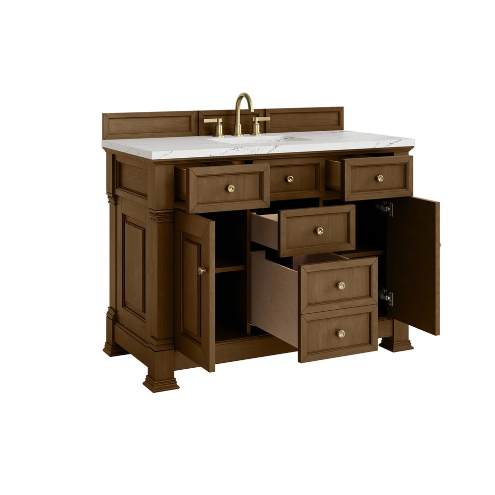 James Martin - Brookfield 48" Single Vanity, Honey Oak w/ 3 CM Ethereal Noctis Silestone Top - 547-V48-HNO-3ENC view 8