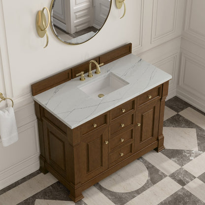 James Martin - Brookfield 48" Single Vanity, Honey Oak w/ 3 CM Ethereal Noctis Silestone Top w/ FreePower Wireless Charger - 547-V48-HNO-FENC view 8