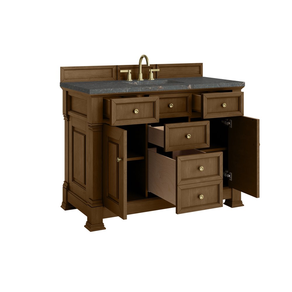 James Martin - Brookfield 48" Single Vanity, Honey Oak w/ 3 CM Parisien Bleu Silestone Top - 547-V48-HNO-3PBL view 8