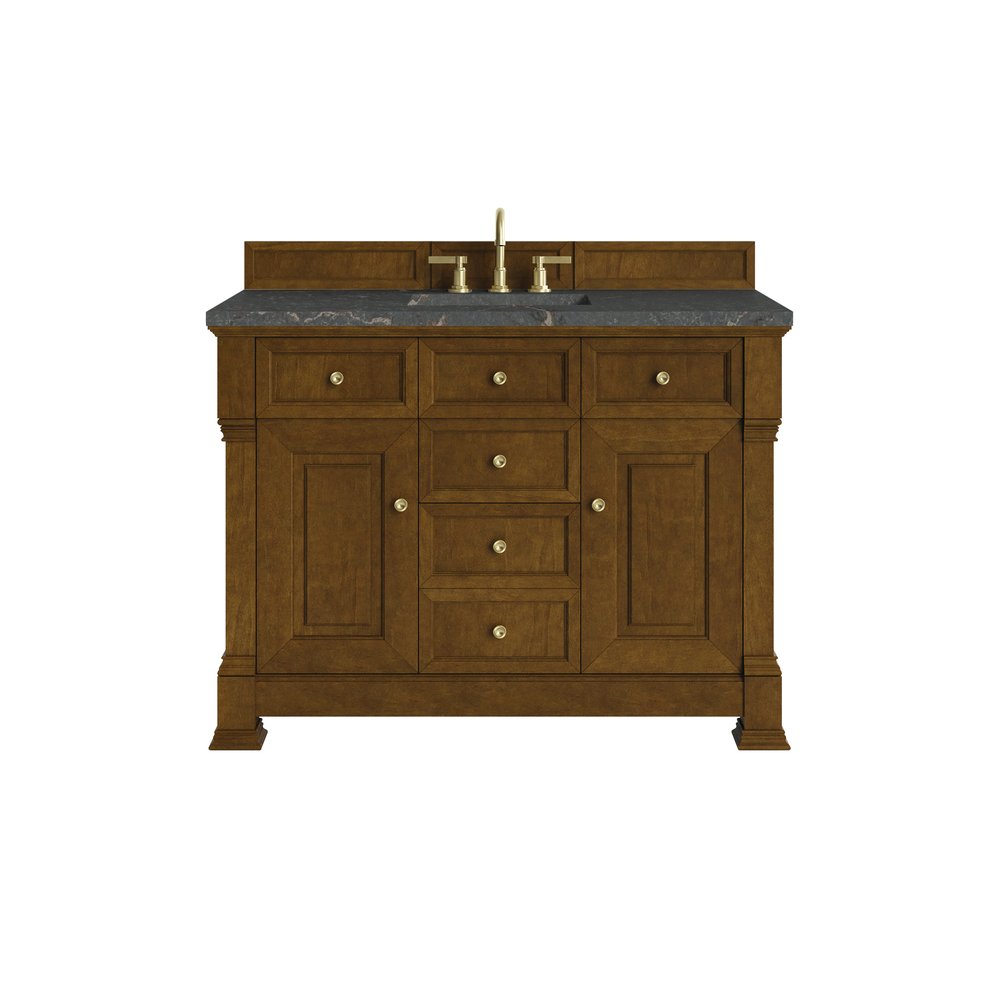 James Martin - Brookfield 48" Single Vanity, Honey Oak w/ 3 CM Parisien Bleu Silestone Top w/ FreePower Wireless Charger - 547-V48-HNO-FPBL view 1