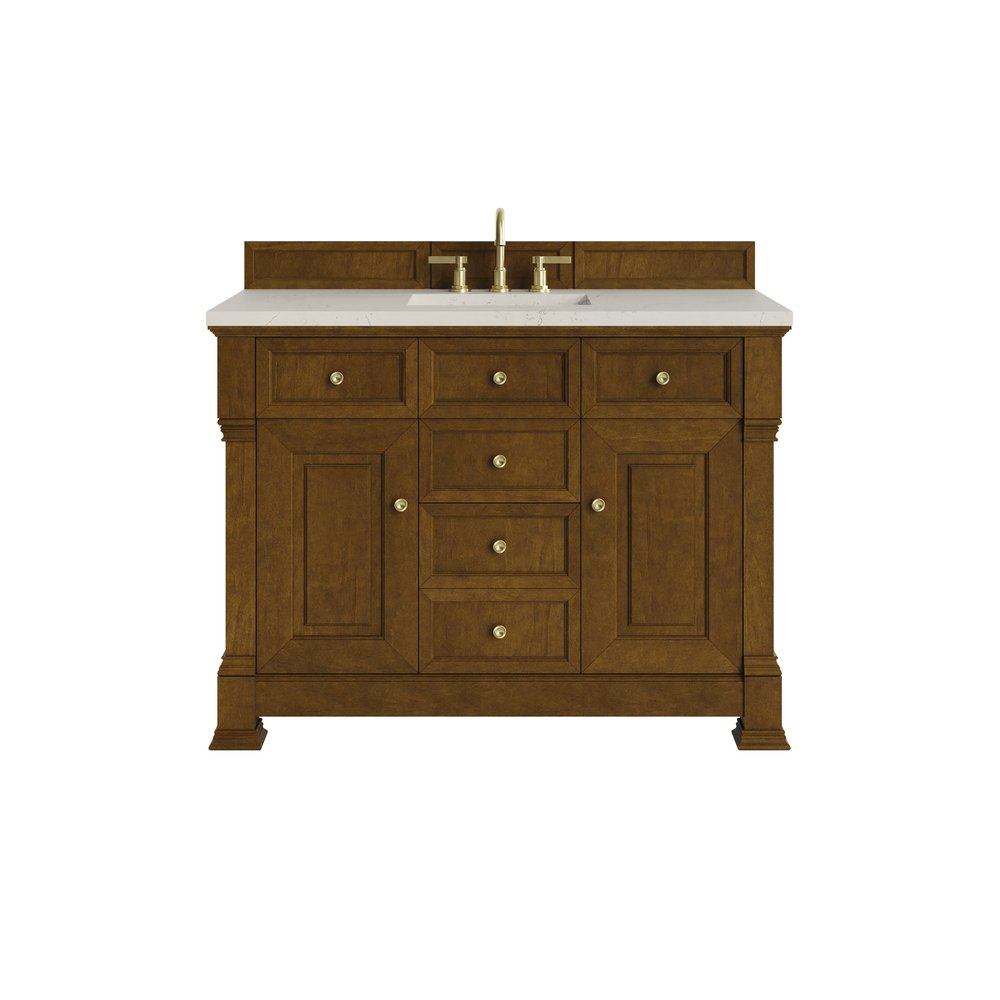 James Martin - Brookfield 48" Single Vanity, Honey Oak, w/ 3 CM Siberian Silestone Top w/FreePower Wireless Charger - 547-V48-HNO-FSFR view 1
