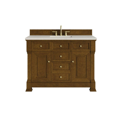 James Martin - Brookfield 48" Single Vanity, Honey Oak, w/ 3 CM Siberian Silestone Top w/FreePower Wireless Charger - 547-V48-HNO-FSFR view 1