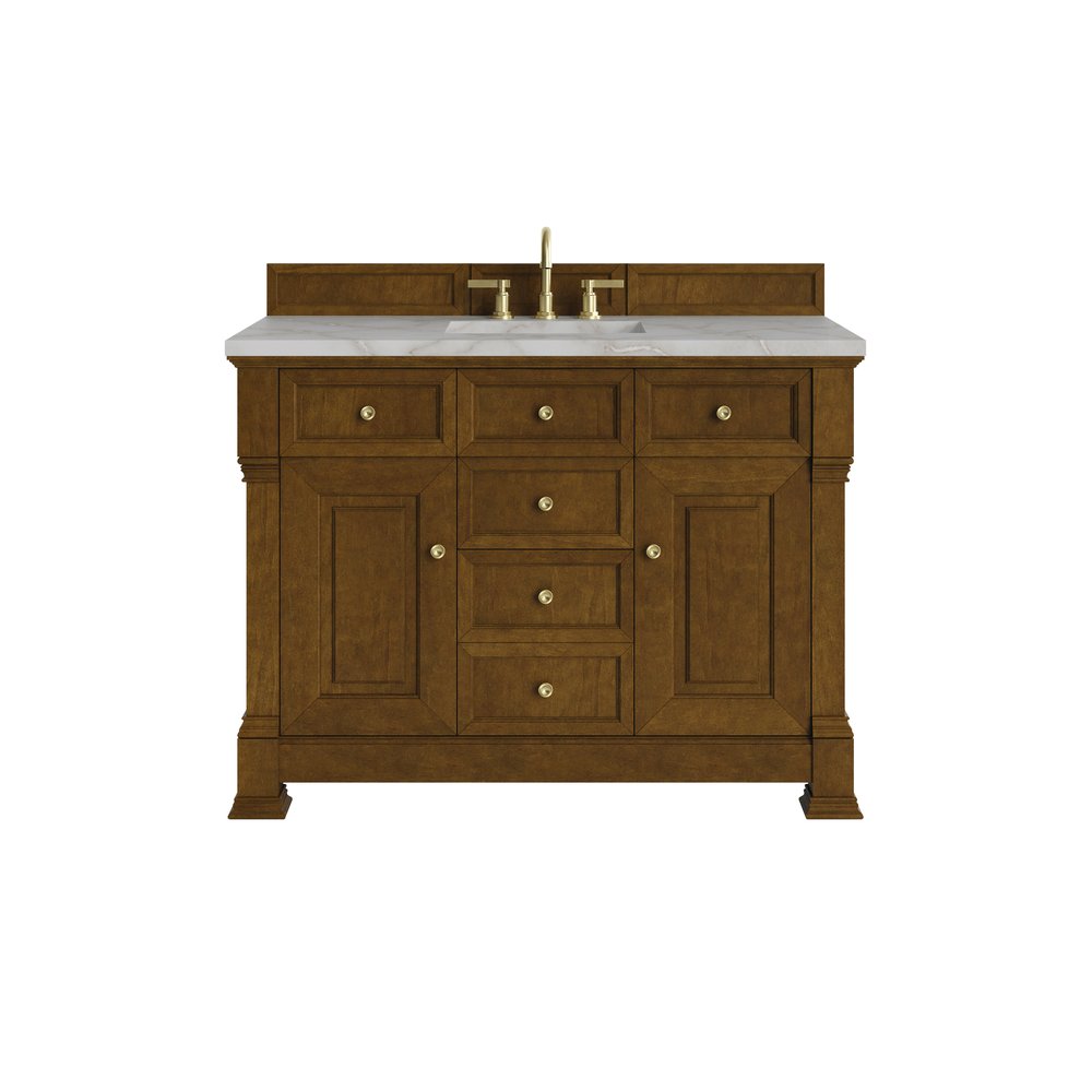 James Martin - Brookfield 48" Single Vanity, Honey Oak w/ 3 CM Victorian Silver Silestone Top - 547-V48-HNO-3VSL view 1