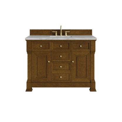 James Martin - Brookfield 48" Single Vanity, Honey Oak w/ 3 CM Victorian Silver Silestone Top - 547-V48-HNO-3VSL view 1