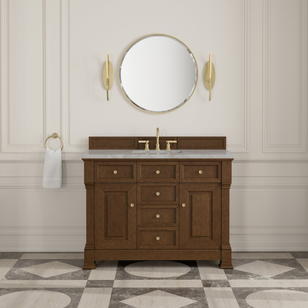 James Martin - Brookfield 48" Single Vanity, Honey Oak w/ 3 CM Victorian Silver Silestone Top - 547-V48-HNO-3VSL view 3