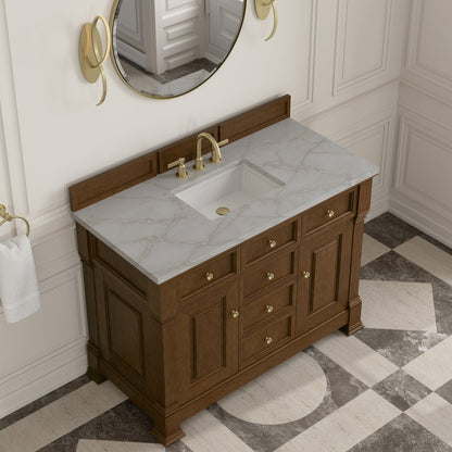 James Martin - Brookfield 48" Single Vanity, Honey Oak w/ 3 CM Victorian Silver Silestone Top - 547-V48-HNO-3VSL view 7