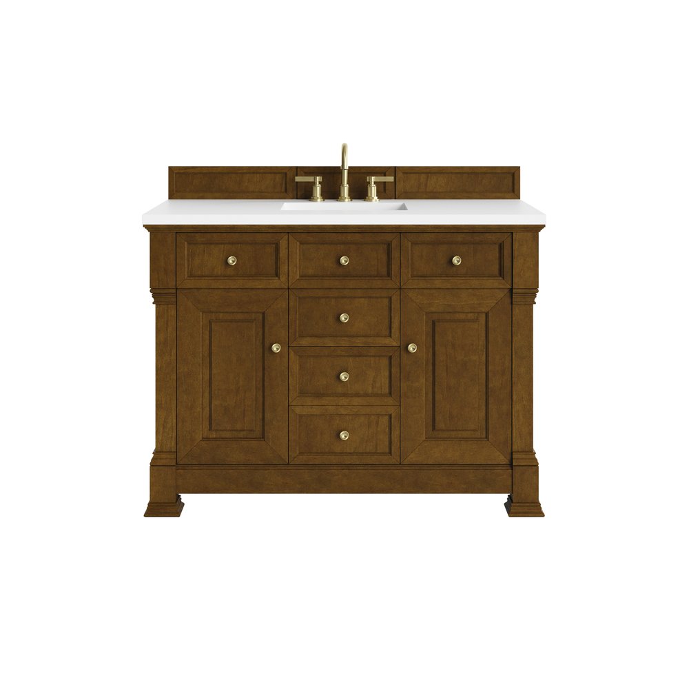 James Martin - Brookfield 48" Single Vanity, Honey Oak,  w/ 3 CM White Zeus Silestone Top - 547-V48-HNO-3WZ view 1