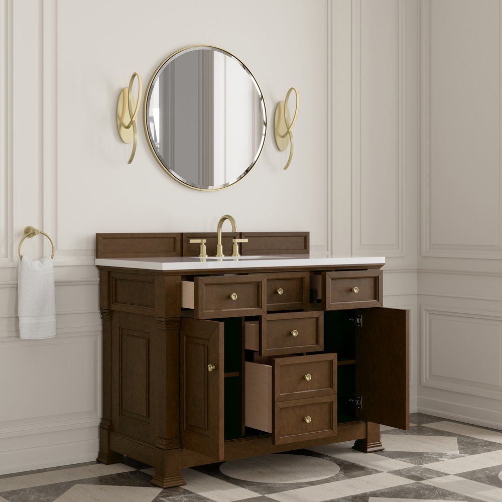 James Martin - Brookfield 48" Single Vanity, Honey Oak,  w/ 3 CM White Zeus Silestone Top - 547-V48-HNO-3WZ view 5