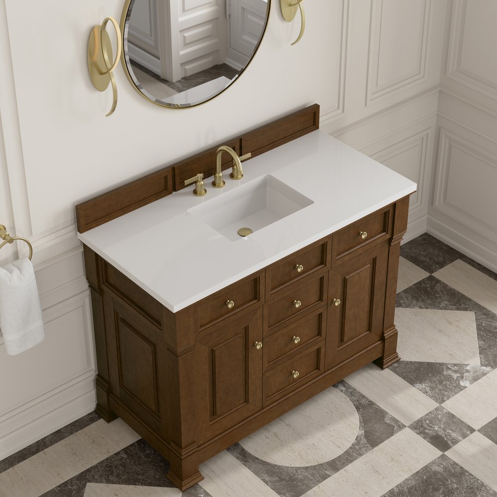 James Martin - Brookfield 48" Single Vanity, Honey Oak,  w/ 3 CM White Zeus Silestone Top - 547-V48-HNO-3WZ view 7