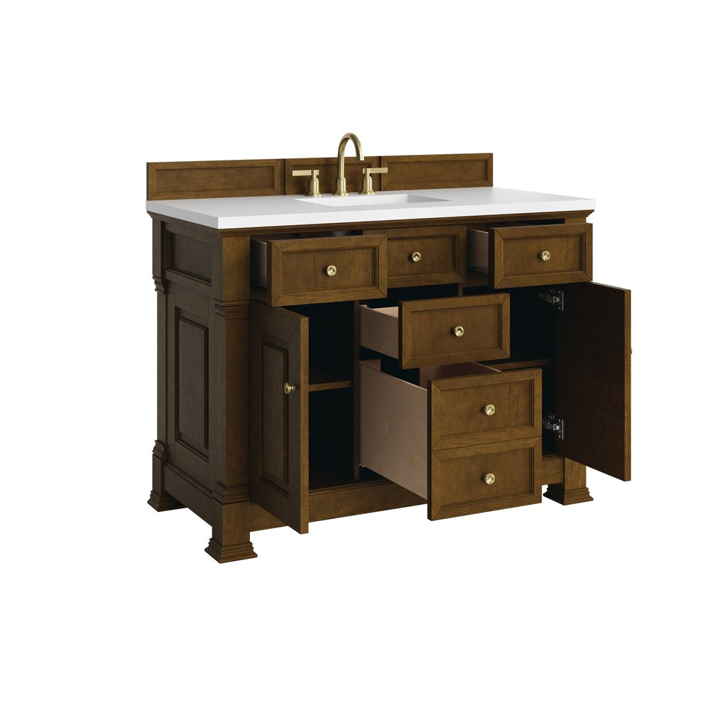 James Martin - Brookfield 48" Single Vanity, Honey Oak,  w/ 3 CM White Zeus Silestone Top - 547-V48-HNO-3WZ view 8