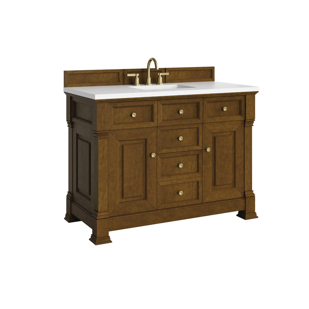 James Martin - Brookfield 48" Single Vanity, Honey Oak,  w/ 3 CM White Zeus Silestone Top - 547-V48-HNO-3WZ view 10