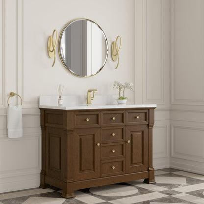 James Martin - Brookfield 48" Single Vanity, Honey Oak w/ Single Hole 3 CM White Zeus Silestone Top & Backsplash - 547-V48-HNO-1WZ view 4