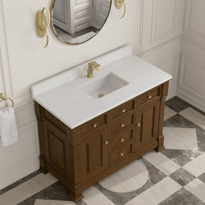James Martin - Brookfield 48" Single Vanity, Honey Oak w/ Single Hole 3 CM White Zeus Silestone Top & Backsplash - 547-V48-HNO-1WZ view 7