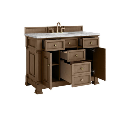 James Martin - Brookfield 48" Single Vanity, Pecan w/3 CM Carrara White Marble Top - 547-V48-PCN-3CAR view 8