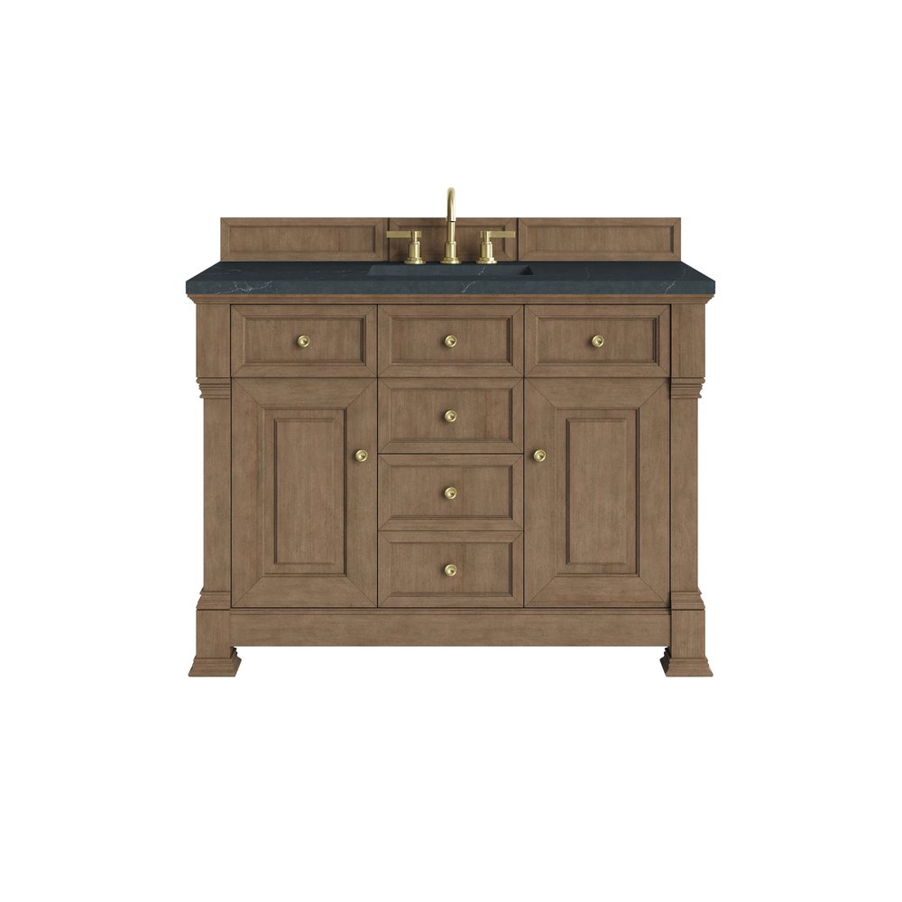 James Martin - Brookfield 48" Single Vanity, Pecan w/3 CM Charcoal Soapstone Silestone Top - 547-V48-PCN-3CSP view 1