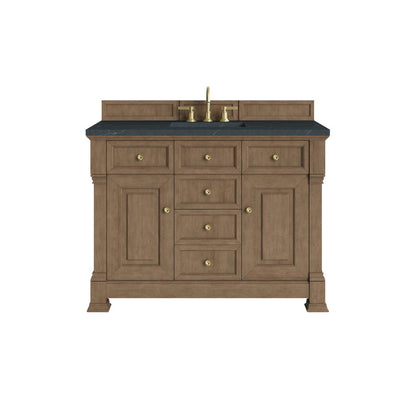 James Martin - Brookfield 48" Single Vanity, Pecan w/3 CM Charcoal Soapstone Silestone Top - 547-V48-PCN-3CSP view 1
