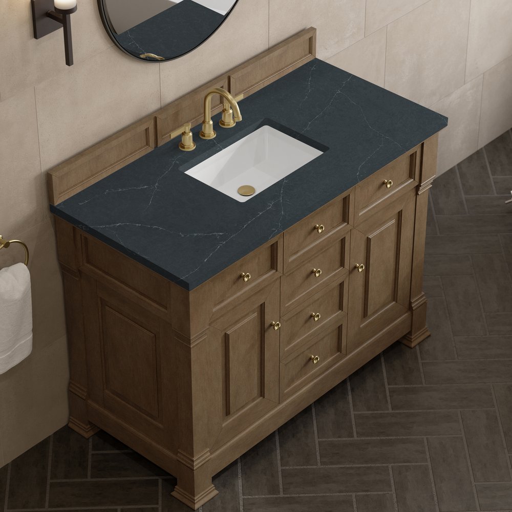 James Martin - Brookfield 48" Single Vanity, Pecan w/3 CM Charcoal Soapstone Silestone Top - 547-V48-PCN-3CSP view 7