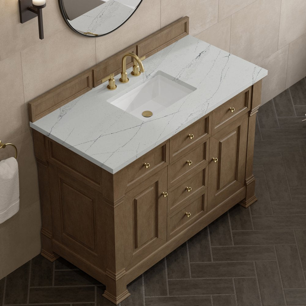 James Martin - Brookfield 48" Single Vanity, Pecan w/ 3 CM Ethereal Noctis Silestone Top - 547-V48-PCN-3ENC view 7