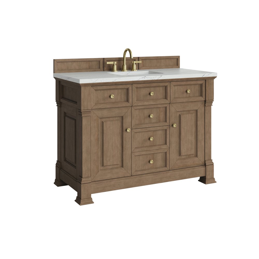 James Martin - Brookfield 48" Single Vanity, Pecan w/ 3 CM Ethereal Noctis Silestone Top - 547-V48-PCN-3ENC view 10