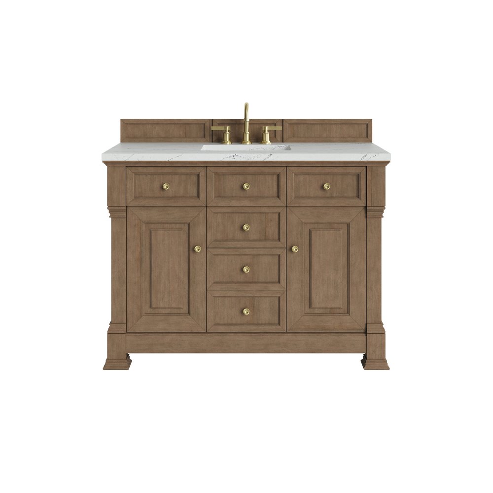 James Martin - Brookfield 48" Single Vanity, Pecan w/ 3 CM Ethereal Noctis Silestone Top w/ FreePower Wireless Charger - 547-V48-PCN-FENC view 1