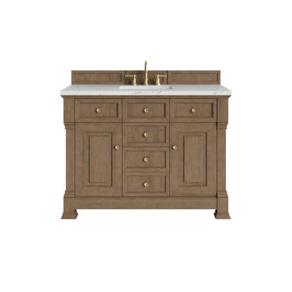 James Martin - Brookfield 48" Single Vanity, Pecan w/ 3 CM Ethereal Noctis Silestone Top w/ FreePower Wireless Charger - 547-V48-PCN-FENC view 1