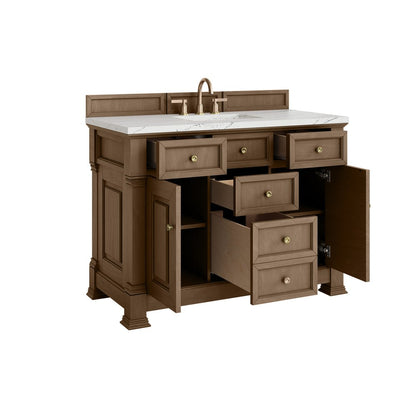 James Martin - Brookfield 48" Single Vanity, Pecan w/ 3 CM Ethereal Noctis Silestone Top w/ FreePower Wireless Charger - 547-V48-PCN-FENC view 9