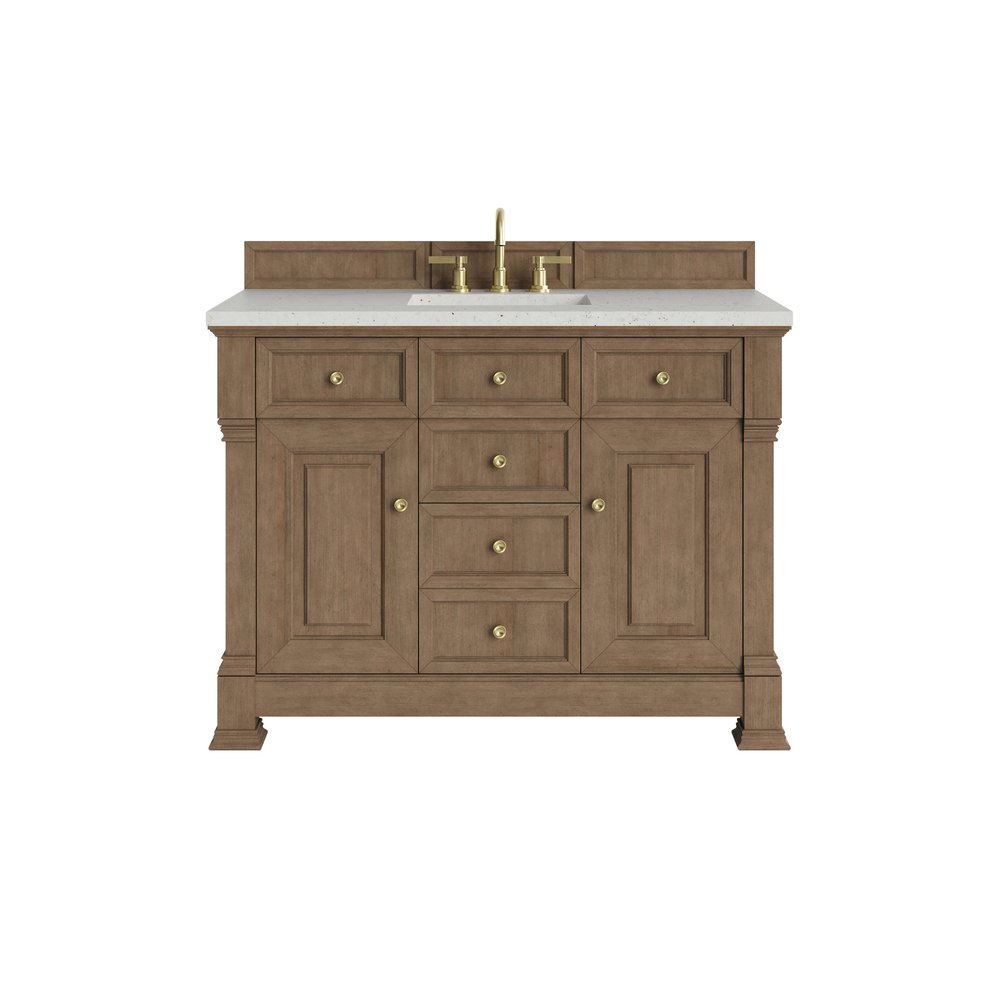 James Martin - Brookfield 48" Single Vanity, Pecan, w/ 3 CM Lime Delight Silestone Top - 547-V48-PCN-3LDL view 1