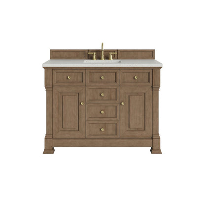 James Martin - Brookfield 48" Single Vanity, Pecan, w/ 3 CM Lime Delight Silestone Top - 547-V48-PCN-3LDL view 1