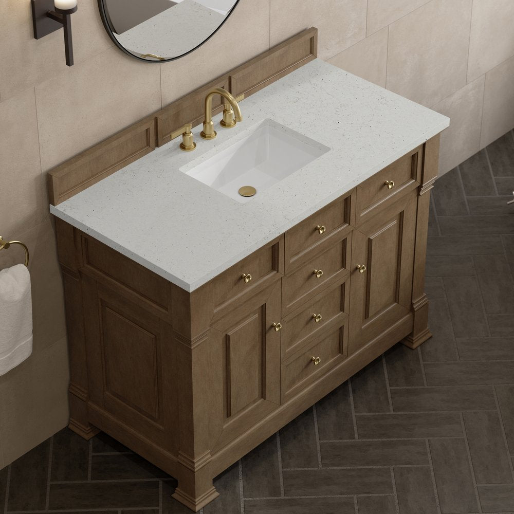 James Martin - Brookfield 48" Single Vanity, Pecan, w/ 3 CM Lime Delight Silestone Top - 547-V48-PCN-3LDL view 7