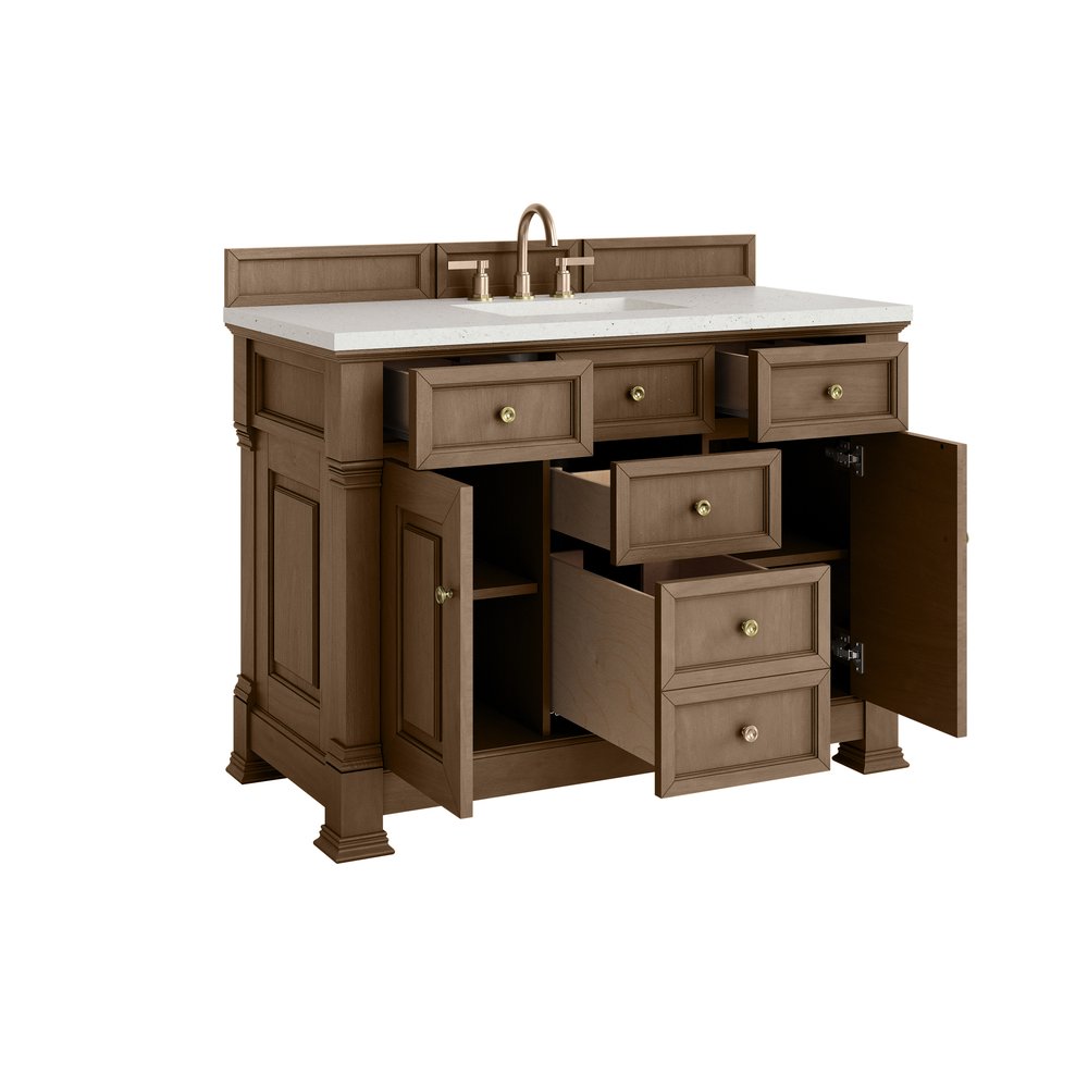 James Martin - Brookfield 48" Single Vanity, Pecan, w/ 3 CM Lime Delight Silestone Top - 547-V48-PCN-3LDL view 8