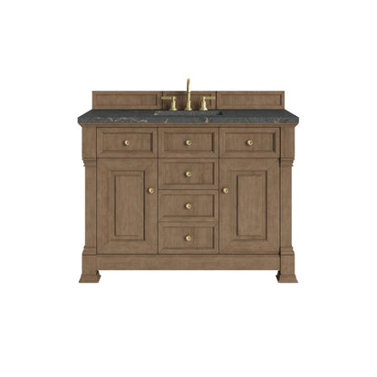 James Martin - Brookfield 48" Single Vanity, Pecan w/ 3 CM Parisien Bleu Silestone Top - 547-V48-PCN-3PBL view 1