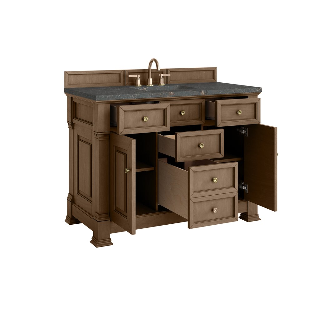 James Martin - Brookfield 48" Single Vanity, Pecan w/ 3 CM Parisien Bleu Silestone Top - 547-V48-PCN-3PBL view 8