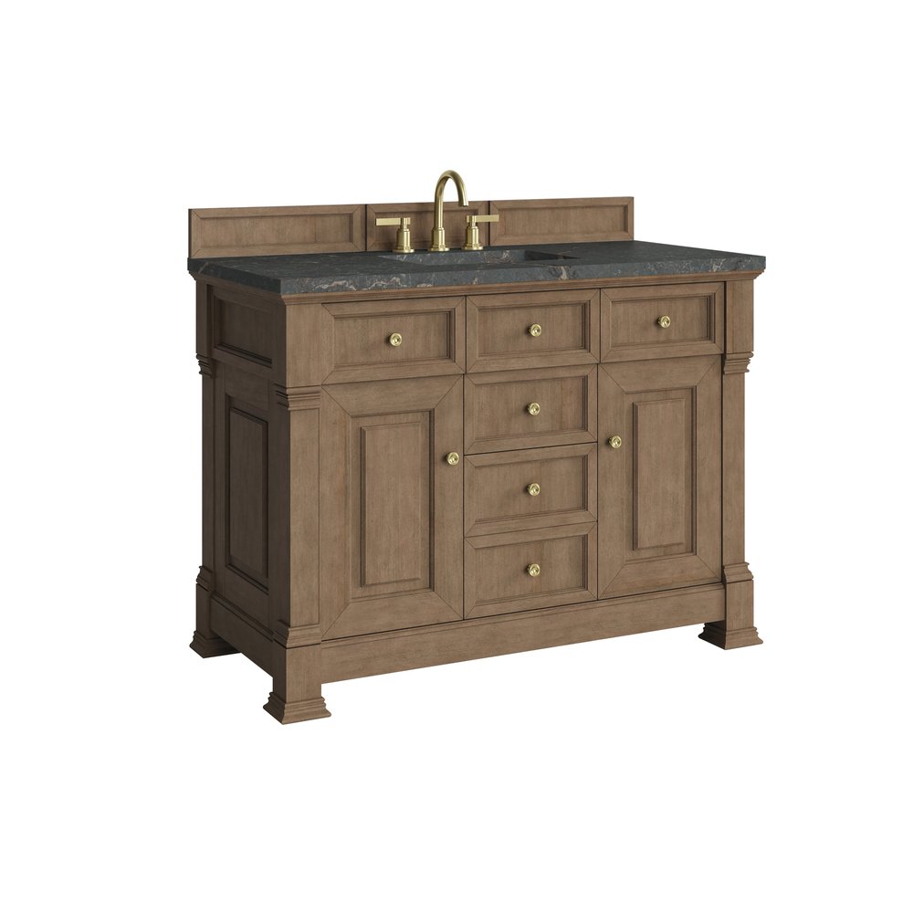 James Martin - Brookfield 48" Single Vanity, Pecan w/ 3 CM Parisien Bleu Silestone Top - 547-V48-PCN-3PBL view 10