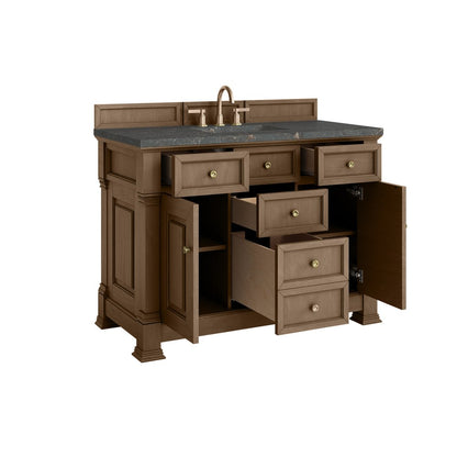 James Martin - Brookfield 48" Single Vanity, Pecan w/ 3 CM Parisien Bleu Silestone Top w/ FreePower Wireless Charger - 547-V48-PCN-FPBL view 8