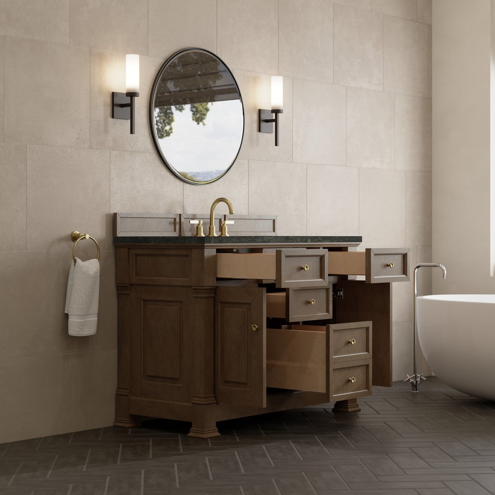 James Martin - Brookfield 48" Single Vanity, Pecan, w/ 3 CM Phantome Eclos Top - 547-V48-PCN-3PHT view 5