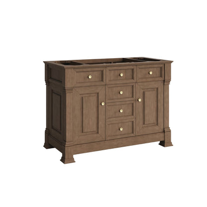 James Martin - Brookfield 48" Single Vanity, Pecan, w/ 3 CM Siberian Silestone Top - 547-V48-PCN-3SFR view 2