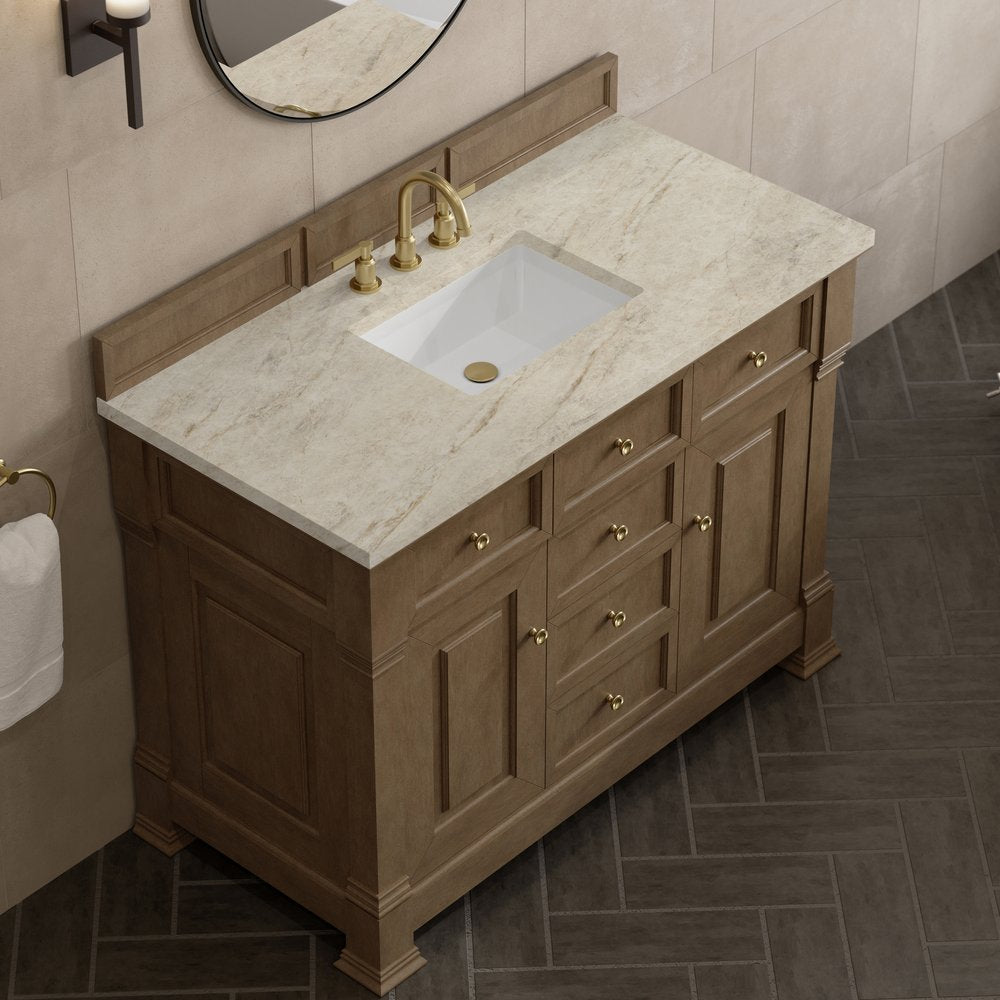 James Martin - Brookfield 48" Single Vanity, Pecan, w/ 3 CM Tajnar Eclos Top - 547-V48-PCN-3TJR view 7
