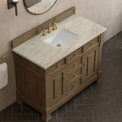 James Martin - Brookfield 48" Single Vanity, Pecan, w/ 3 CM Tajnar Eclos Top - 547-V48-PCN-3TJR view 7