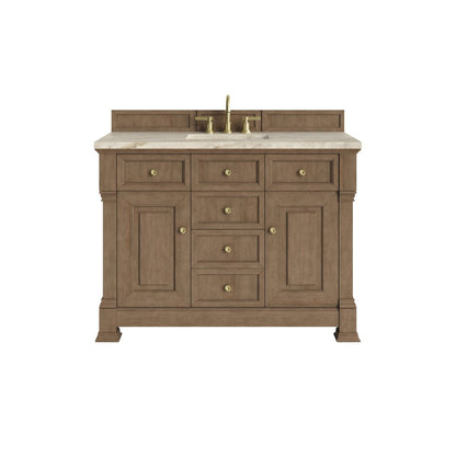 James Martin - Brookfield 48" Single Vanity, Pecan, w/ 3 CM Tajnar Eclos Top w/FreePower Wireless Charger - 547-V48-PCN-FTJR view 1