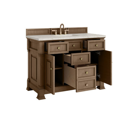 James Martin - Brookfield 48" Single Vanity, Pecan w/ 3 CM Victorian Silver Silestone Top - 547-V48-PCN-3VSL view 8