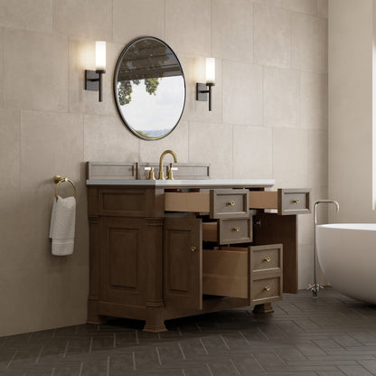 James Martin - Brookfield 48" Single Vanity, Pecan, w/ 3 CM White Zeus Silestone  Top - 547-V48-PCN-3WZ view 5