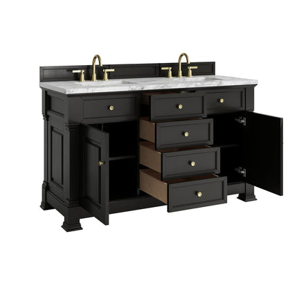 James Martin - Brookfield 60" Double Vanity, Black Onyx w/3 CM Carrara White Marble Top - 547-V60D-BKO-3CAR view 8