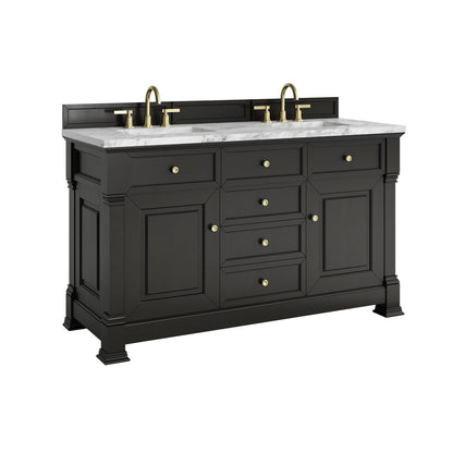 James Martin - Brookfield 60" Double Vanity, Black Onyx w/3 CM Carrara White Marble Top - 547-V60D-BKO-3CAR view 10