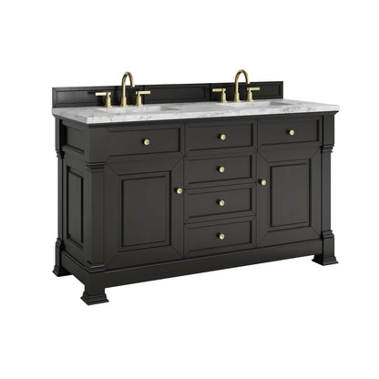 James Martin - Brookfield 60" Double Vanity, Black Onyx w/3 CM Carrara White Marble Top - 547-V60D-BKO-3CAR view 11