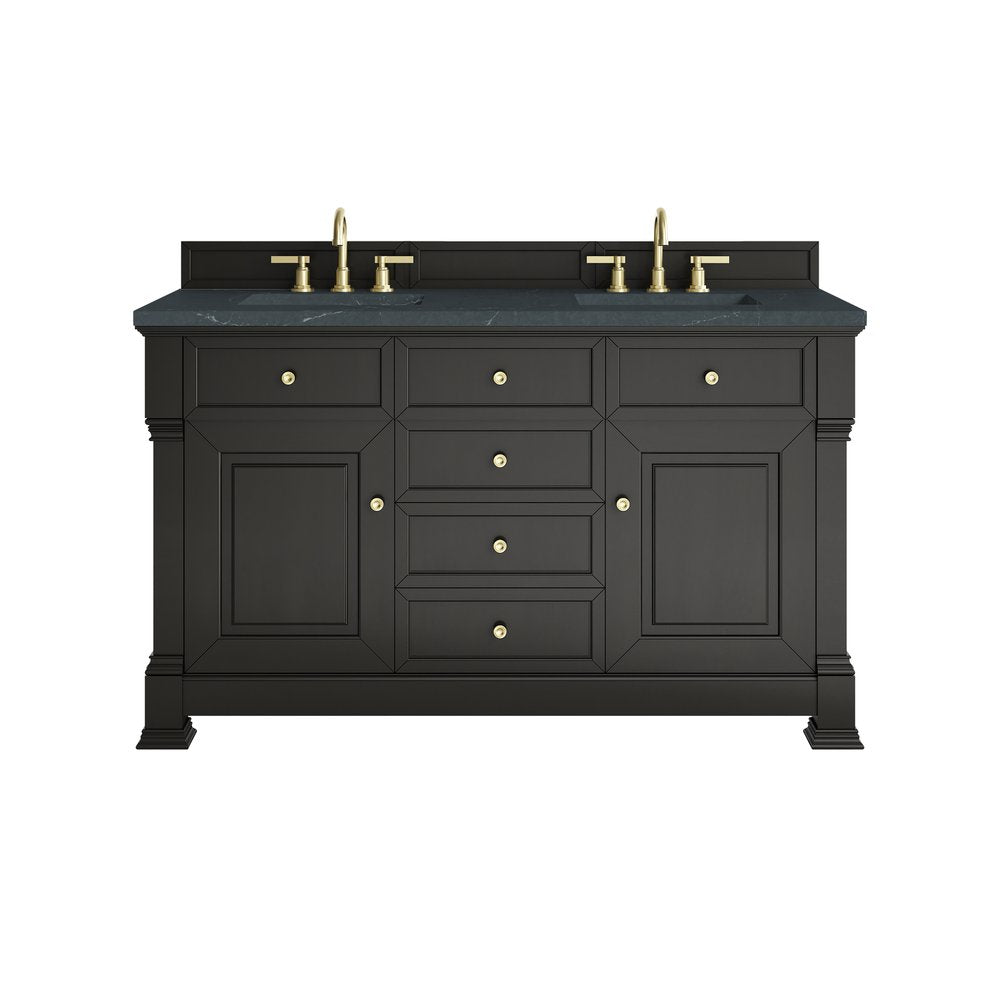 James Martin - Brookfield 60" Double Vanity, Black Onyx w/3 CM Charcoal Soapstone Silestone Top - 547-V60D-BKO-3CSP view 1